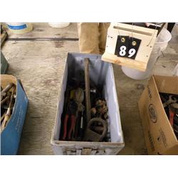 metal box of assorted tools
