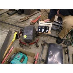 welding helmet; caster dolly