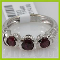 Genuine 1.16 ctw 18k Ruby & Diamond White Gold Ring 