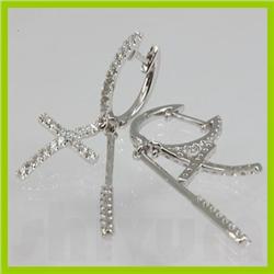 Genuine 0.580 ctw Diamond Earring 18kt Gold-White