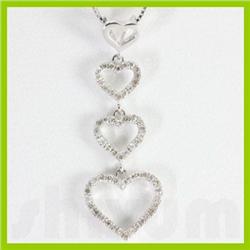 Genuine 0.28 ctw  Heart Design  Diamond Necklace 16" 14kt Gold-White 