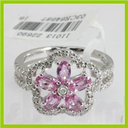 Genuine 1.87 ctw Pink Sapphire & Diamond Ring 14kt Gold-White 