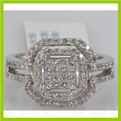 Genuine 1.01ctwPrincess cut Diamond Ring14kt White Gold