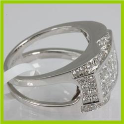Genuine 1.47 ctw Princess Cut & Diamond Ring 18kt Gold-White 