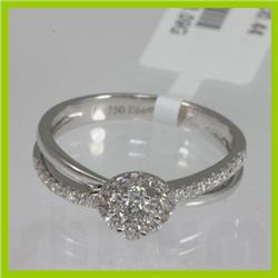 Genuine  0.44 ctw Diamond Ring 18KT White Gold 