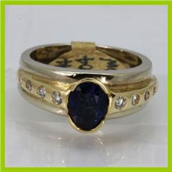 Genuine  1.37 ctw Sapphire & Diamond Ring 14KT 2 Tone Ring Size 6.5
