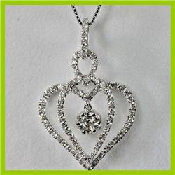 Genuine 0.98 ctw Heart Diamond Pendant 18kt Gold-White