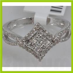 Genuine 0.65ctwPrincess cut Diamond Ring14kt White Gold