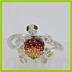 Genuine  0.46 ctw Multi-Sapphire & Diamond Ring 14KT White Gold Ring Size 7