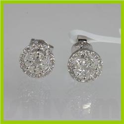 Genuine  0.58 ctw Diamond Earring 18KT White Gold 