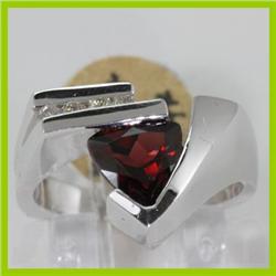 Genuine 1.99 ctw Garnet & Diamond Ring 14KT Yellow Gold 