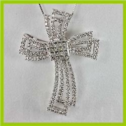 Genuine 2.36 ctw Cross Diamond Pendant 18kt Gold-White