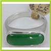 Image 3 : Genuine 15X6MM Green Jade Ring 14KT Gold-White 