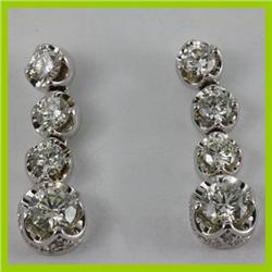 Genuine  2.62 ctw Diamond Dangle Earring 14KT White Gold 