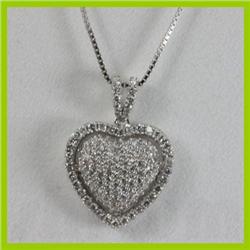 Genuine  0.63 ctw Diamond Heart Pendant  Necklace 18KT White Gold 