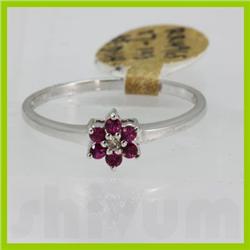 Genuine  0.19 ctw Ruby & Diamond Ring 14KT White Gold Ring Size 6.5