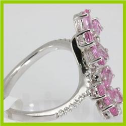 Genuine 2.61 ctw Flower Pink Sapphire & Diamond Ring 14kt Gold-White 