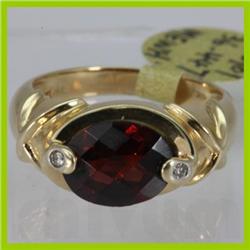 Genuine  3.32 ctw  Garnet Ring  14KT Yellow Gold  Ring Size  6.75