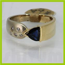 Genuine  0.67ctw Sapphire & Diamond Rirng  14KT Yellow Gold Ring Size 6.5