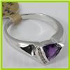 Image 2 : Genuine 1.05 ctw Amethyst  & Diamond Ring 14KT Yellow Gold 