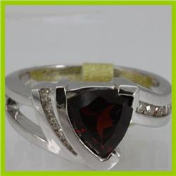 Genuine  2.81 ctw  Garnet Ring  14KT White Gold  Ring Size  7.5