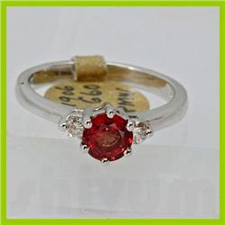 Genuine  1.09 ctw Orange Sapphire & Diamond Ring 14KT White Gold Ring Size 7