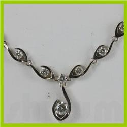 Genuine  2.59 ctw Diamond Necklace 14KT White Gold 