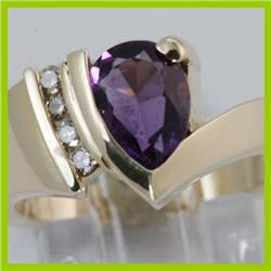 Genuine 1.90 ctw Amethyst & Diamond  Ring 14k Gold-Yellow 