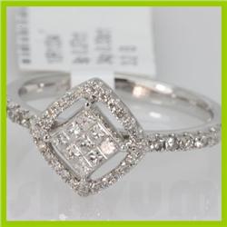Genuine 0.6 ctwPrincess cut Diamond Ring 14kt White Gold