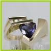 Image 1 : Genuine 1.40 ctw Iolite & Diamond Ring 14KT Yellow Gold 