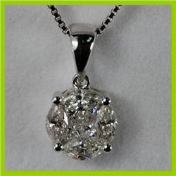 Genuine 0.650 ctw Round  Diamond Pendant 18kt Gold-White