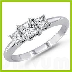 1.00 ctw Princess cut Three Stone Diamond Ring, F-G, VS
