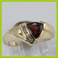 Genuine 1.36 ctw Garnet  & Diamond Ring 14KT Yellow Gold 