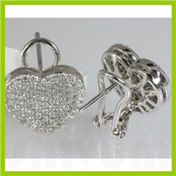 Genuine 1.14 ctw Heart Design Diamond Earring 18kt Gold-White 