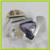 Image 1 : Genuine 1.40 ctw Iolite & Diamond Ring 14KT White Gold 