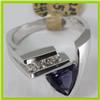Image 2 : Genuine 1.40 ctw Iolite & Diamond Ring 14KT White Gold 