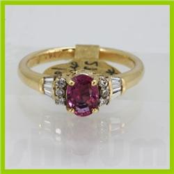 Genuine  1.16 ctw Ruby & Diaond Ring 14KT Yellow Gold Ring Size 6.5