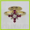 Image 1 : Genuine  0.55 ctw Ruby & Diamond Ring 14KT Yellow Gold Ring Size 6.5