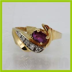 Genuine  0.61 ctw Ruby & Diamond Ring 14KT Yellow Gold Ring Size 6.5