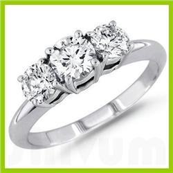 1.00 ctw Round cut Three Stone Diamond Ring, F-G, SI2