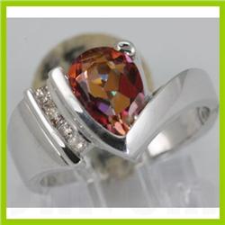 Genuine 2.43 ctw Pink Tourmaline & Diamond Ring 14KT Gold-White 