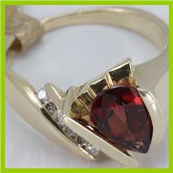 Genuine 2.22 ctw Garnet & Diamond Ring 14KT Gold-Yellow 