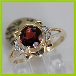 Genuine 1.42 ctw  Garnet & Diamond Ring 14KT White Gold 