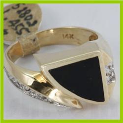 Genuine 0.30 ctw Diamond & Black Enamel Ring 14KT Gold-Yellow 