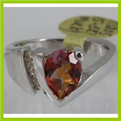 Genuine  2.18 ctw  Tourmaline Ring  14KT White Gold  Ring Size  7.5