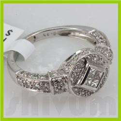 Genuine 0.71 ctw 14k Diamond White Gold Ring 