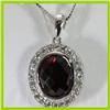 Image 1 : Genuine 3.35 ctw Garnet & Diamond Necklace 16" 14kt Gold-White 