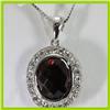 Image 2 : Genuine 3.35 ctw Garnet & Diamond Necklace 16" 14kt Gold-White 