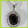 Image 3 : Genuine 3.35 ctw Garnet & Diamond Necklace 16" 14kt Gold-White 