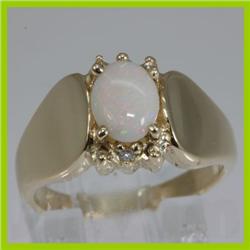 Genuine  0.56 ctw OpaL & Diamond Ring 10KT Yellow Gold 